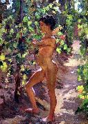 Carleton E.Watkins Study for Boys picking grapes at Capri oil painting on canvas